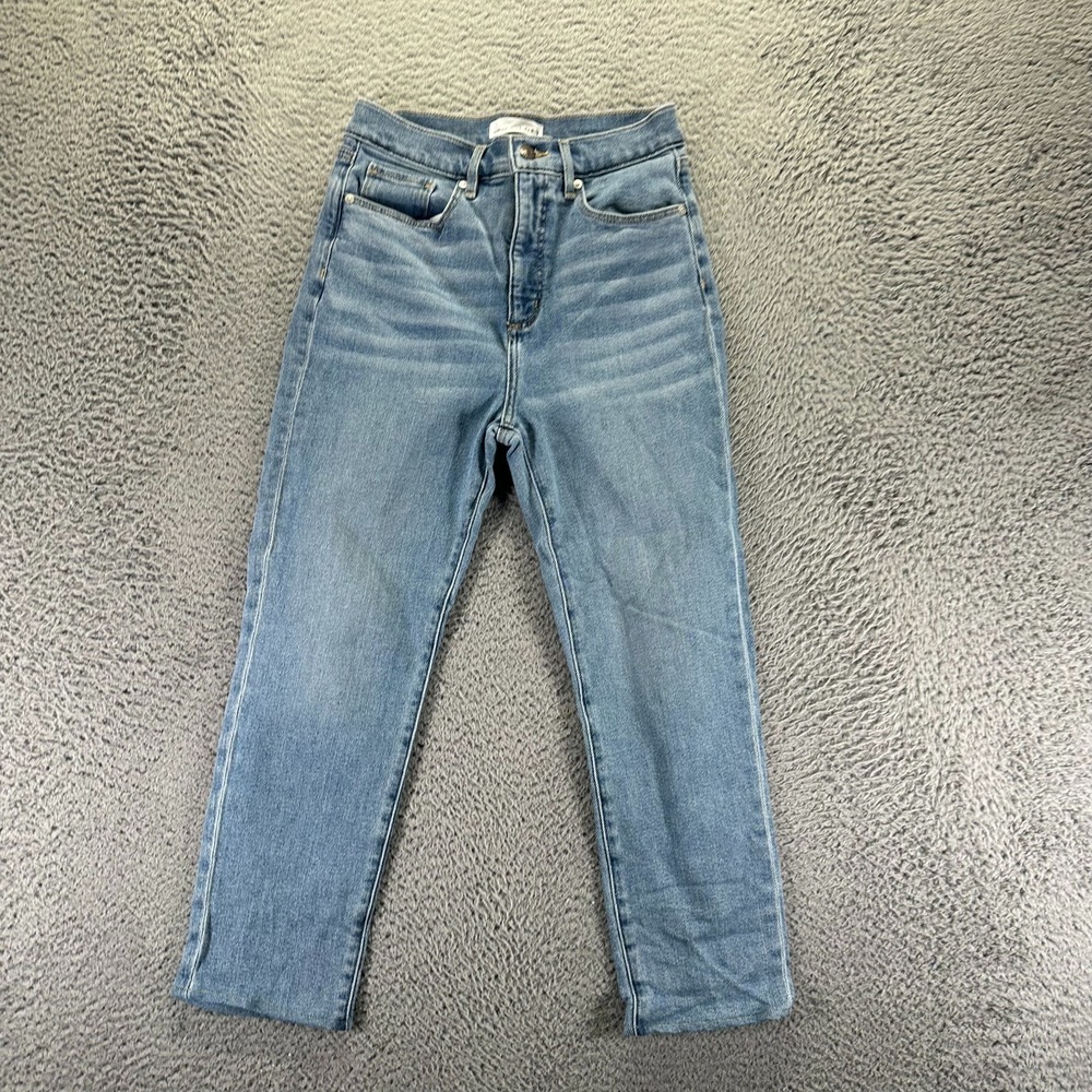 Loft Jeans Women 4 Blue Cotton Denim Straight Slim Faded Workwear Travel Stretch